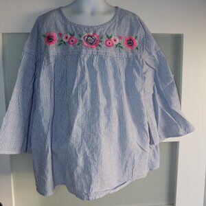 Abercrombie Kids Tunic 3/4 Sleeve Striped Lined Shirt Size 13/14 Girl's